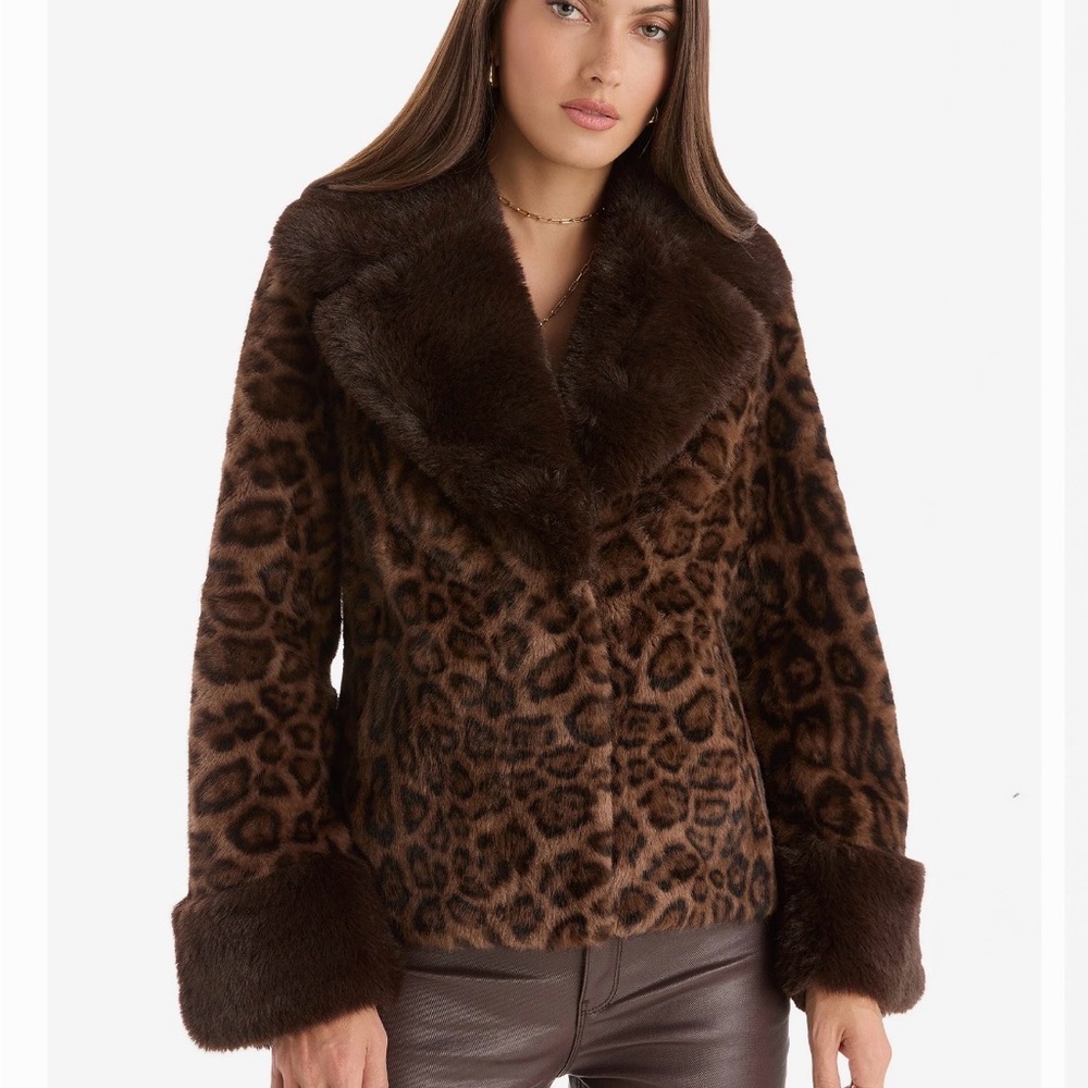 Noli Brown Leopard Teddy Jacket